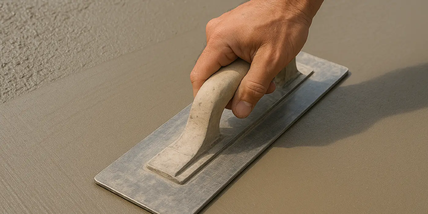 a hand trowel being used on a fresh cement slab to smooth it from San Antonio Concrete Contractor in San Antonio, TX - concrete resurfacing near me