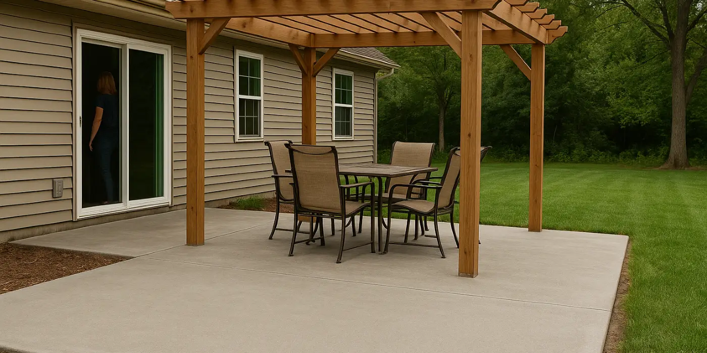 a concrete patio with a pergola from San Antonio Concrete Contractor in San Antonio, TX - contractor foundation repair