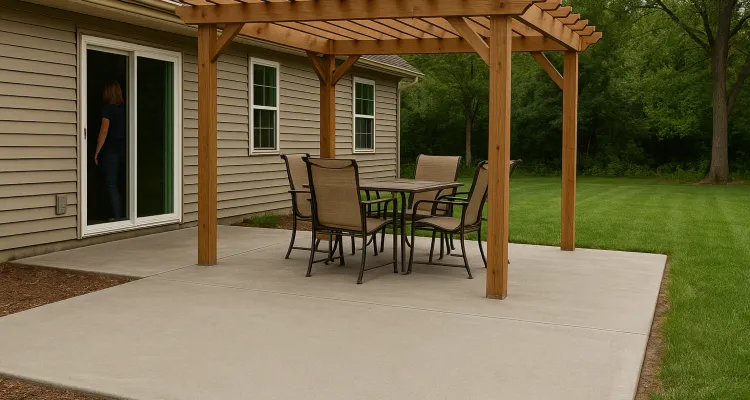 a concrete patio with a pergola from San Antonio Concrete Contractor in Converse, TX - Converse TX