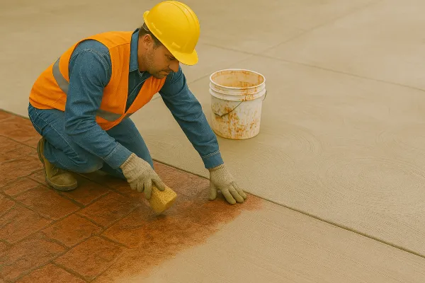 a male worker working on a concrete stamped project from San Antonio Concrete Contractor in Converse, TX - Converse TX