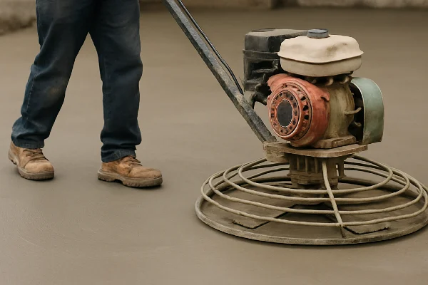 a concrete worker using a machine to finish a concrete foundation from San Antonio Concrete Contractor in Kirby, TX - Kirby TX