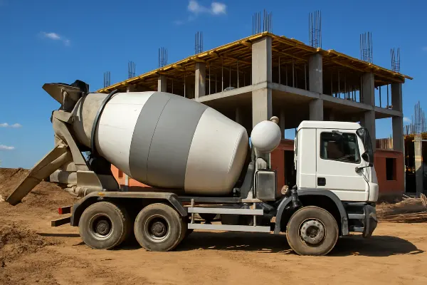 a white cement truck from San Antonio Concrete Contractor in New Braunfels, TX - New Braunfels TX