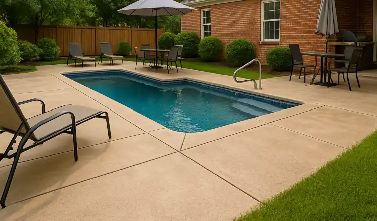 a swimming pool concrete deck from San Antonio Concrete Contractor in San Antonio, TX - sidewalk repair near me